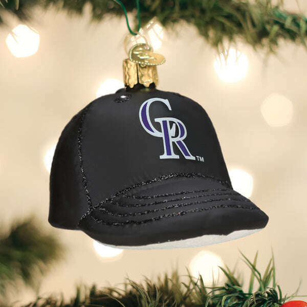 Old World Christmas Rockies Baseball Cap Blown Glass Ornament