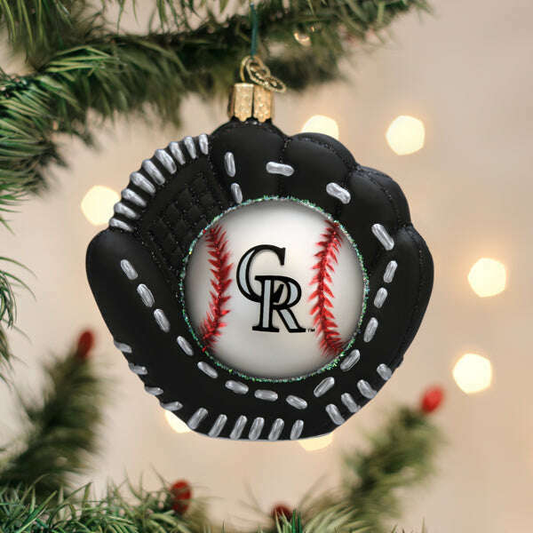Old World Christmas Rockies Baseball Mitt Blown Glass Ornament