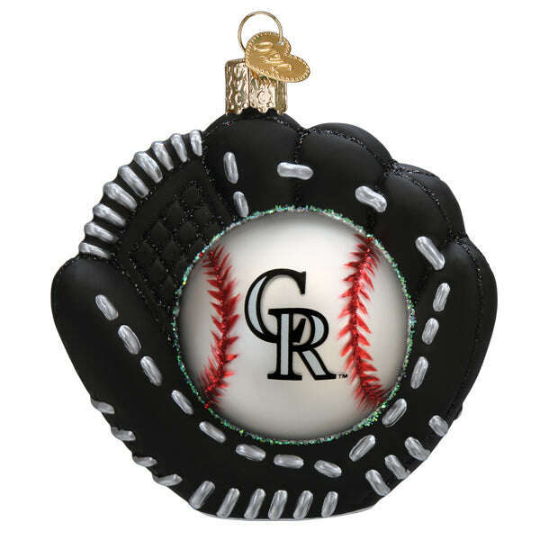 Old World Christmas Rockies Baseball Mitt Blown Glass Ornament