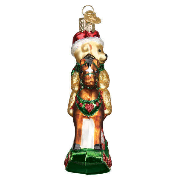 Old World Christmas Rocking Horse Teddy Blown Glass Ornament