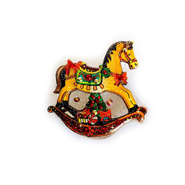 rocking horse christmas brooch rosie rose parker