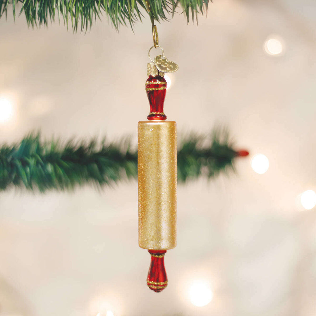 Old World Christmas Rolling Pin Blown Glass Ornament
