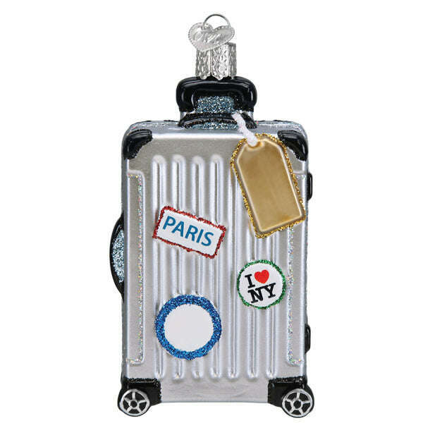Old World Christmas Rolling Suitcase Blown Glass Ornament