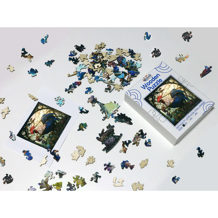 Rooster in Garden - Jigsaw Wooden Puzzle by Wizardi F07N9-17
