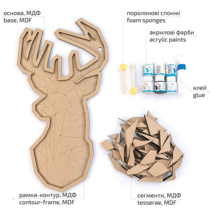 Rosa Talent Deer - Painting Your Puzzle Art Kit. MDF Mosaic Panel 10.24*19.29 inches.