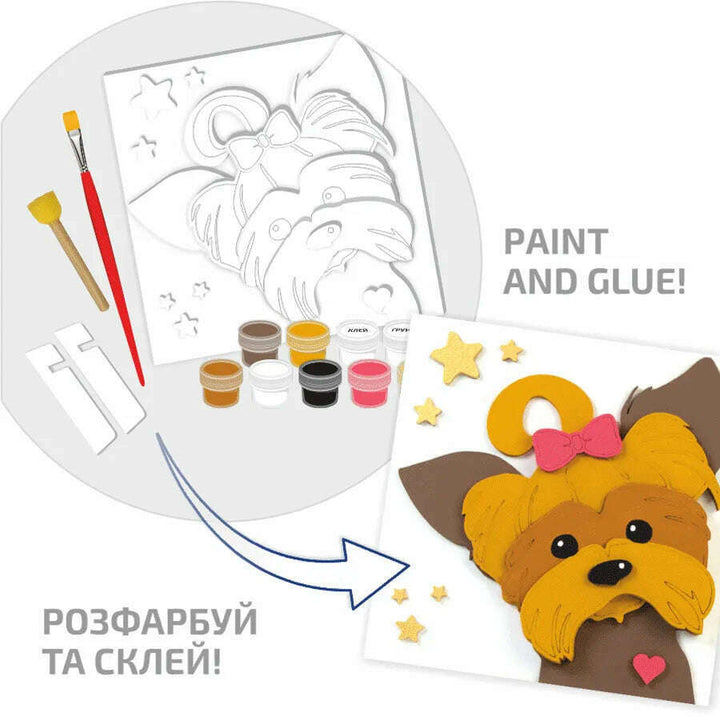 Rosa Talent Doggy 3D Painting on Primed Fiberboard Set. Create Your DIY Decoration. 7.09*7.09 inches.