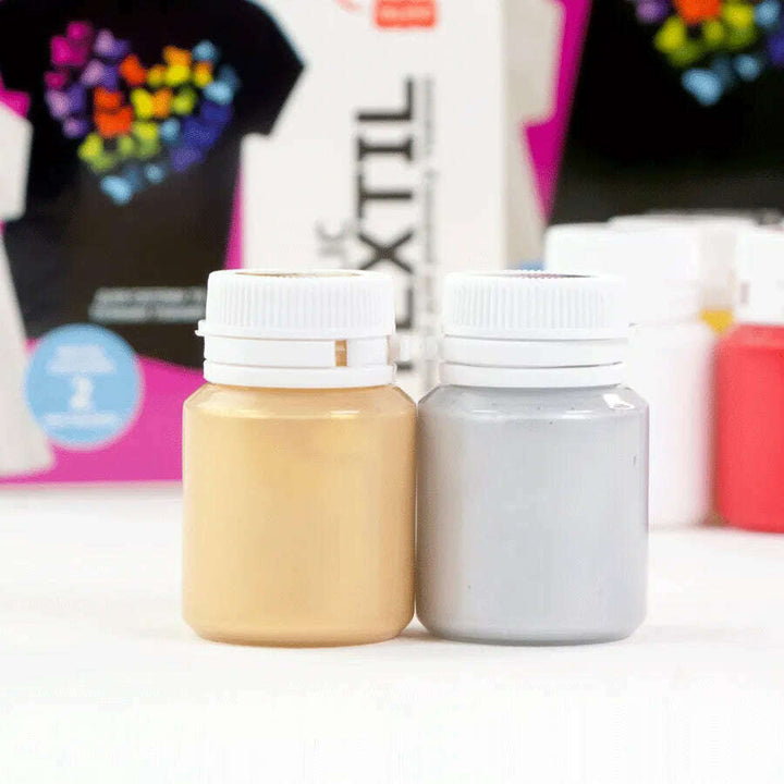 Rosa Talent HEART Textile Acrylic Paint Set. 12 colors (0.68 oz) and including 2 metallic