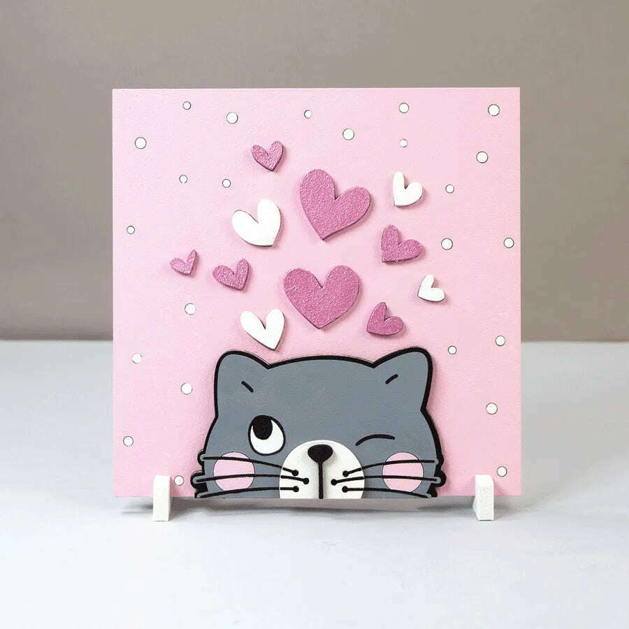 Rosa Talent Kitten - 3D Painting on Primed Fiberboard Set. Create Your DIY Decoration. 7.09*7.09 inches.