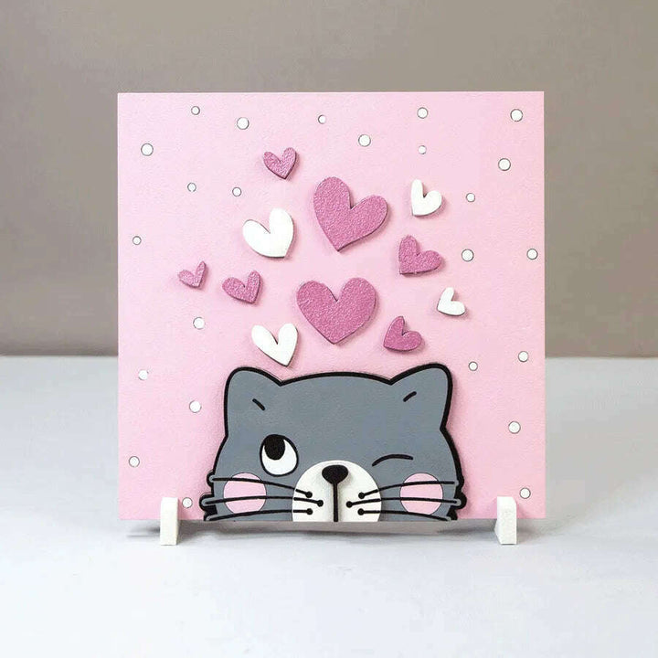 Rosa Talent Kitten - 3D Painting on Primed Fiberboard Set. Create Your DIY Decoration. 7.09*7.09 inches.