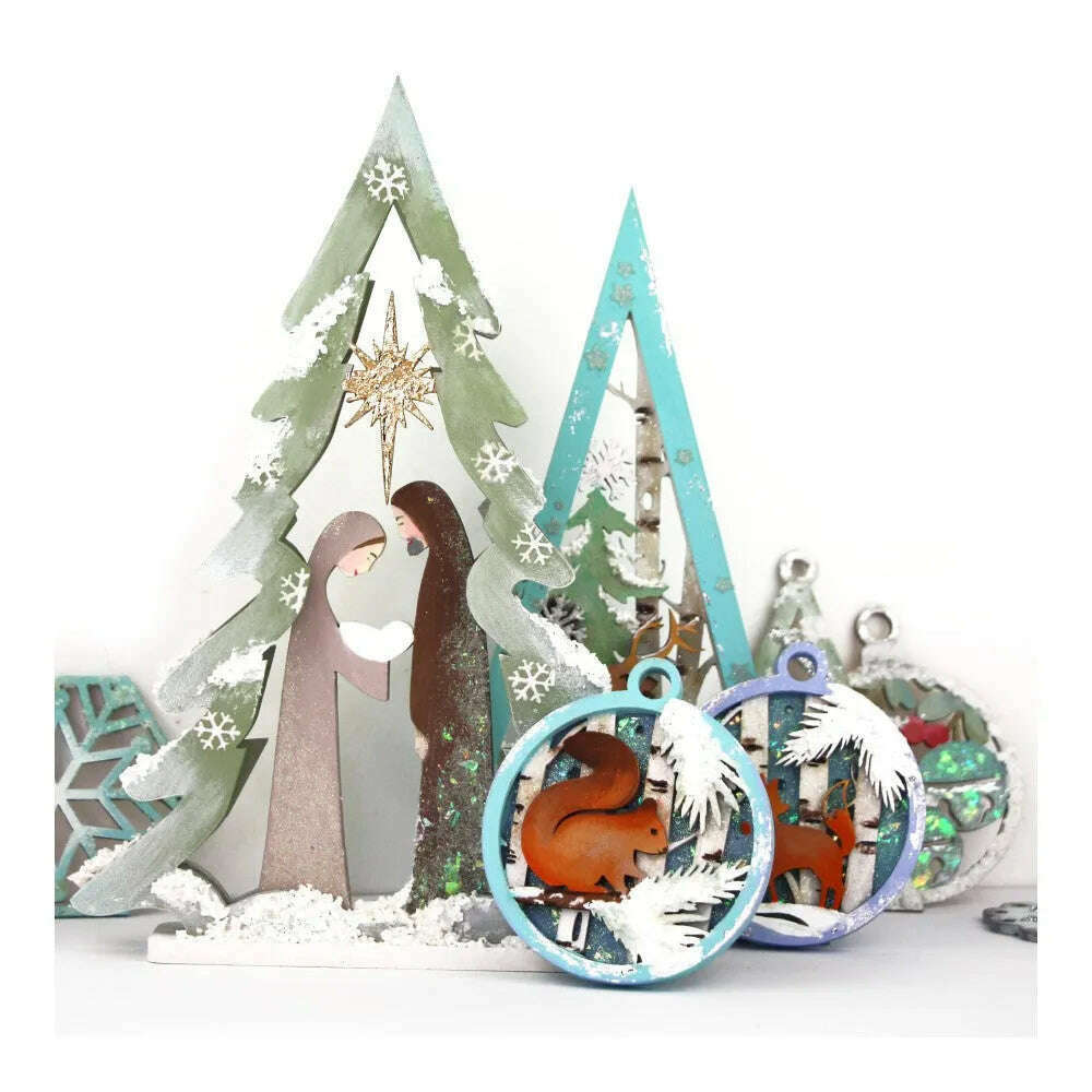 Rosa talent Winter Story 6 - Set of bases for decoration on fiberboard. 3.54*3.15 inches. 3pcs.