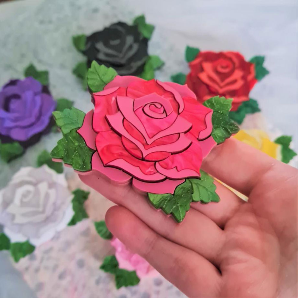 Rose Brooch- 7 Colours by Cherryloco Jewellery 3