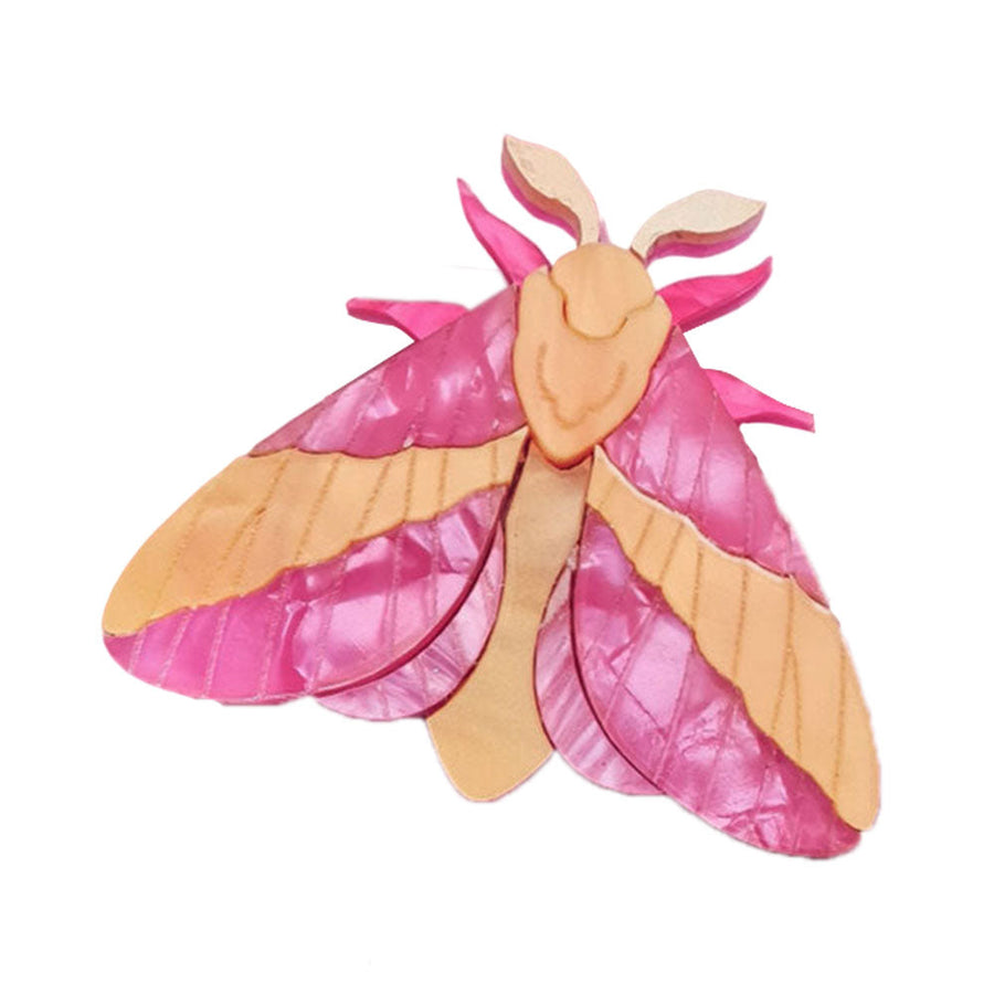 Rosy Maple Moth Pin Brooch by Cherryloco Jewellery 1