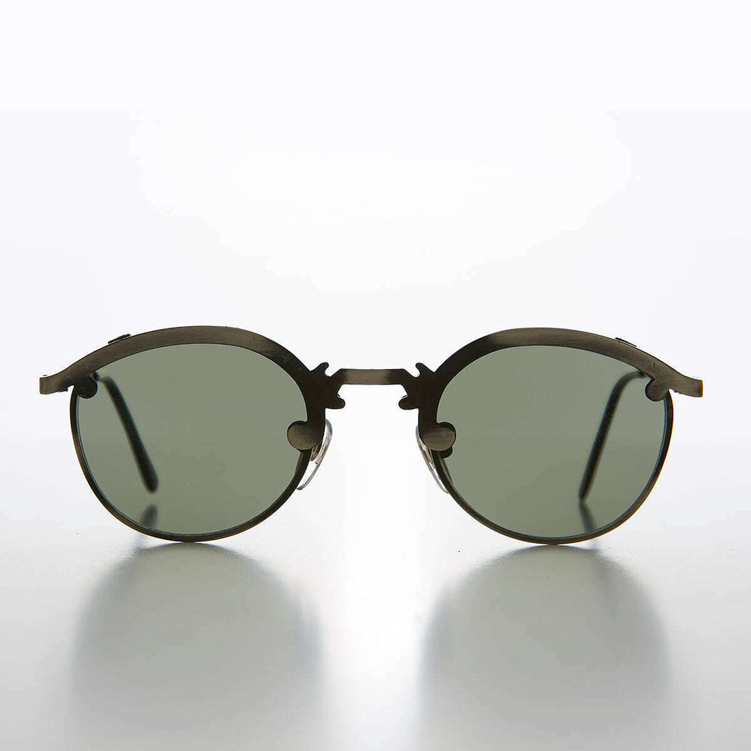 Round 90s Metal Unique Sunglass with Arrow Nose Bridge - Charmer