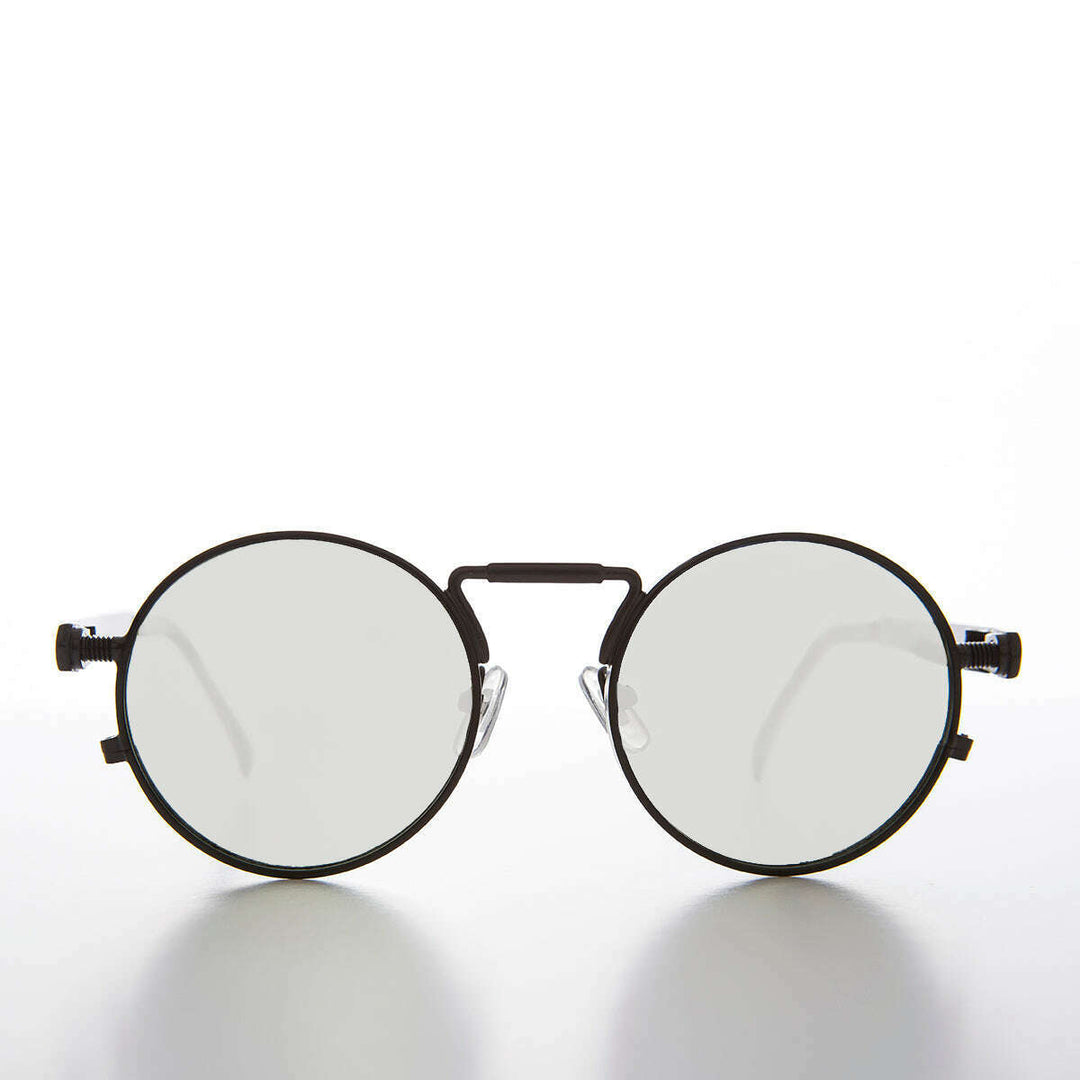 Round Black Metal Goth Steampunk Sunglass - Ivan 2