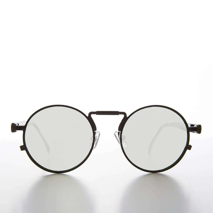 Round Black Metal Goth Steampunk Sunglass - Ivan 2