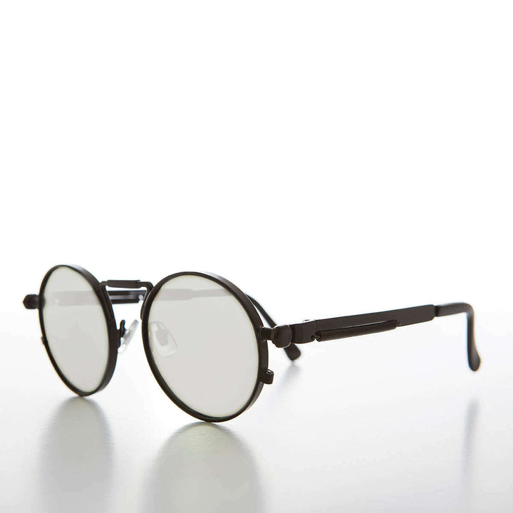 Round Black Metal Goth Steampunk Sunglass - Ivan 2
