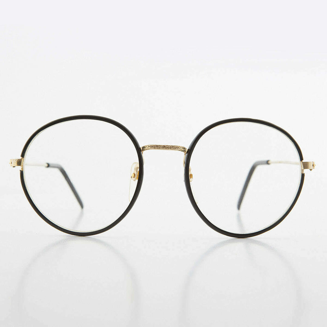 Round Black Preppy Polo Style Clear Lens Glasses - Einstein 2