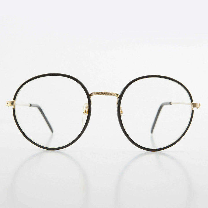 Round Black Preppy Polo Style Clear Lens Glasses - Einstein 2