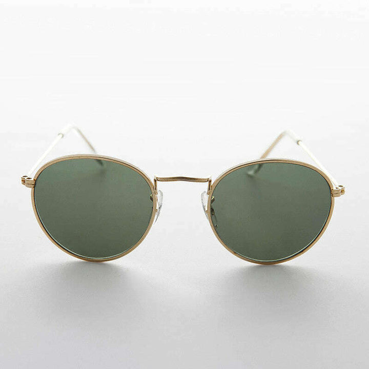 Round Metal Vintage Sunglass with Glass Lens - Julian