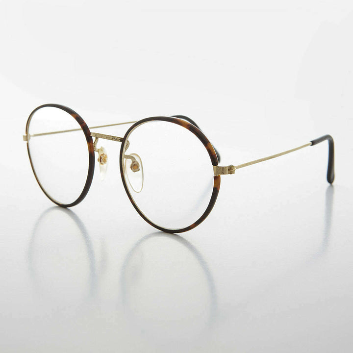 Round Preppy Polo Style Clear Lens Tortoise Vintage Glasses - Einstein