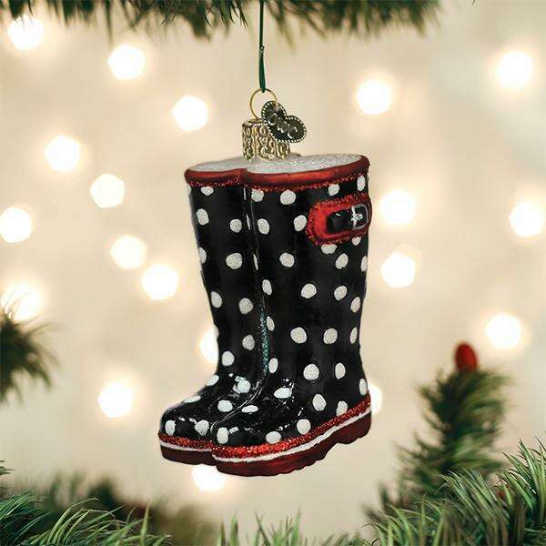 Old World Christmas Rubber Boots Blown Glass Ornament