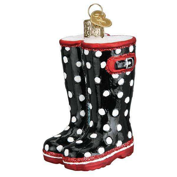 Old World Christmas Rubber Boots Blown Glass Ornament