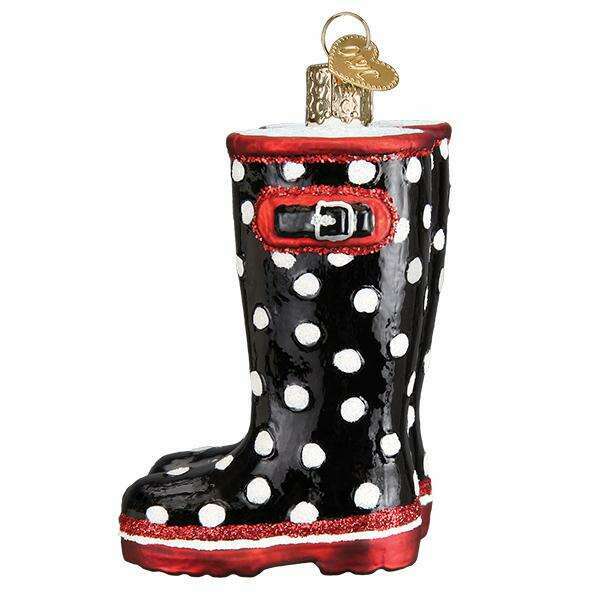 Old World Christmas Rubber Boots Blown Glass Ornament