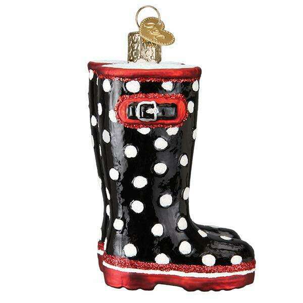 Old World Christmas Rubber Boots Blown Glass Ornament
