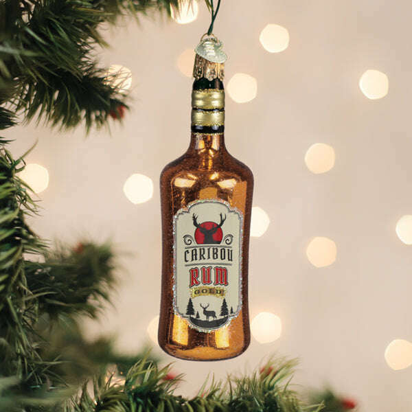 Old World Christmas Rum Bottle Blown Glass Ornament