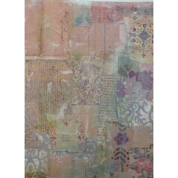 Rustic Layers Designer Printed AIDA Fabric. Canvas for embroidery with an applied background  KF-1237A