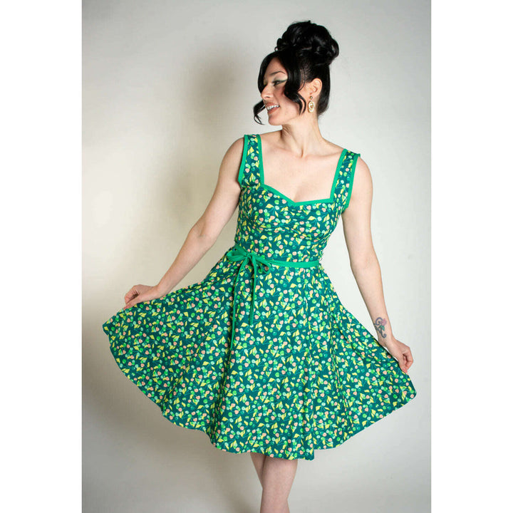 Sadie Dress- Green Cherries*sale