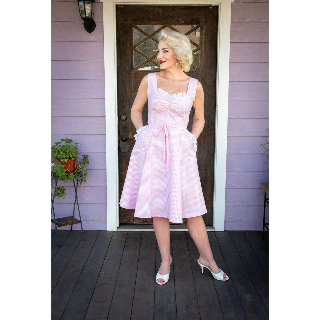 Sadie Dress- Pink Gingham w/ Eyelet Trim *sale