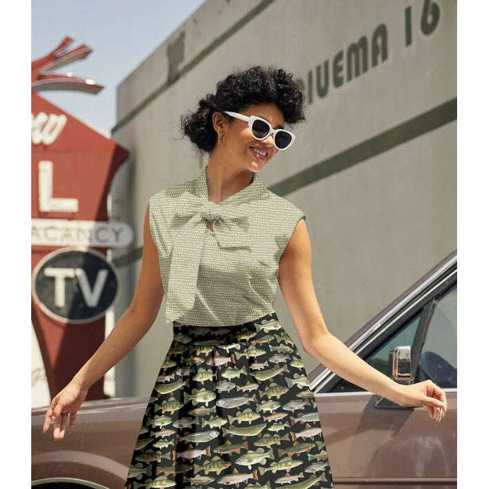 Sage Dot Bow Top