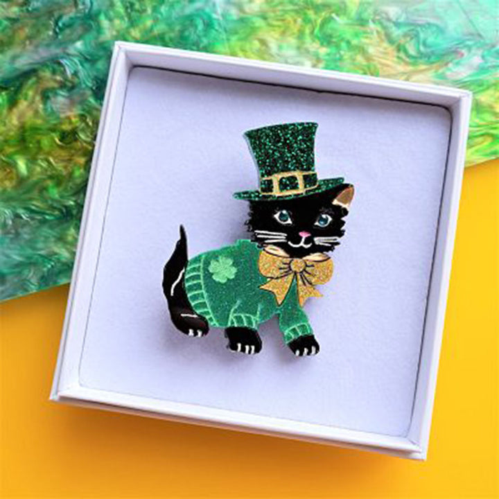 Saint Patrick's Kitty Brooch by Cherryloco Jewellery 4