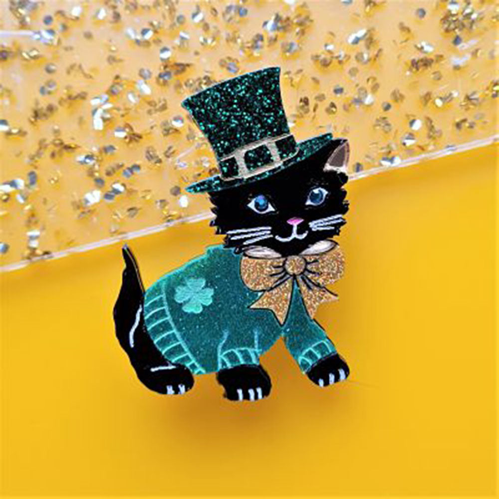 Saint Patrick's Kitty Brooch by Cherryloco Jewellery 2