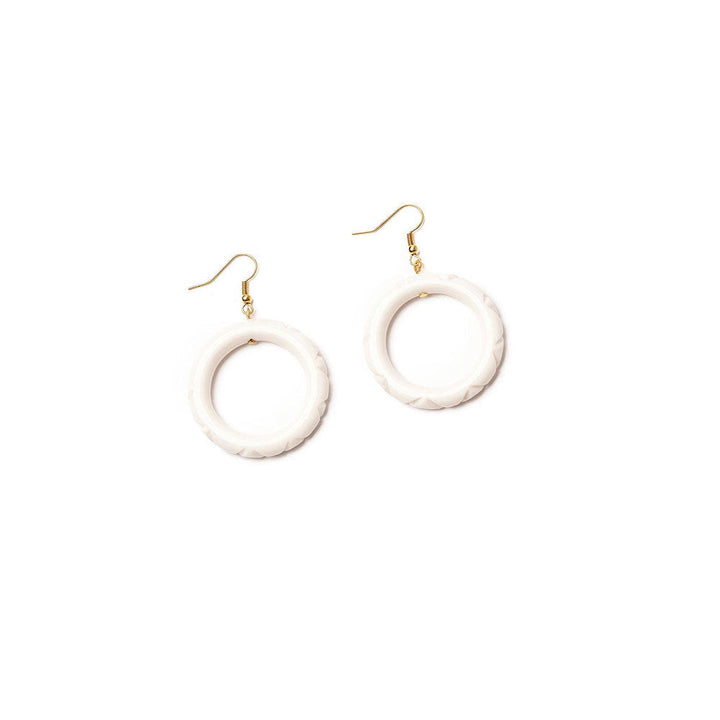 Salty Heavy Carve Drop Hoop Earrings by Splendette image