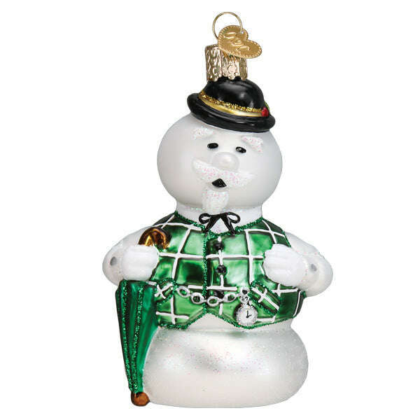 Old World Christmas Sam the Snowman Blown Glass Ornament