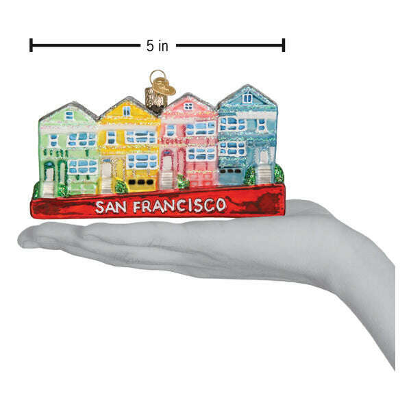 Old World Christmas San Francisco Painted Ladies Blown Glass Ornament