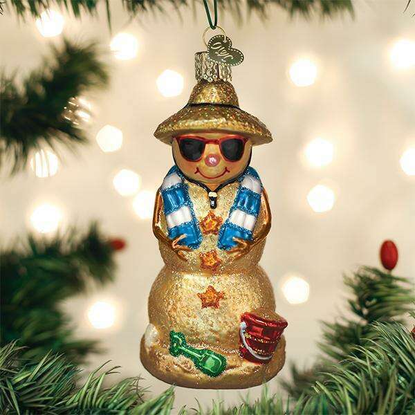 Old World Christmas Sand Snowman Blown Glass Ornament