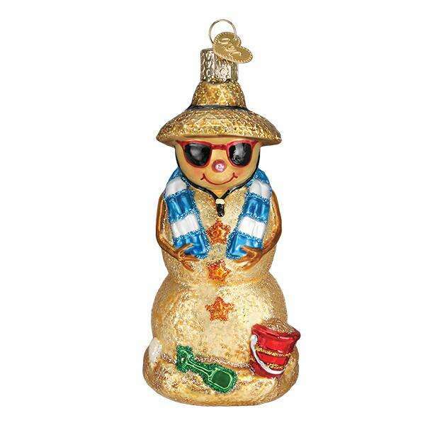 Old World Christmas Sand Snowman Blown Glass Ornament
