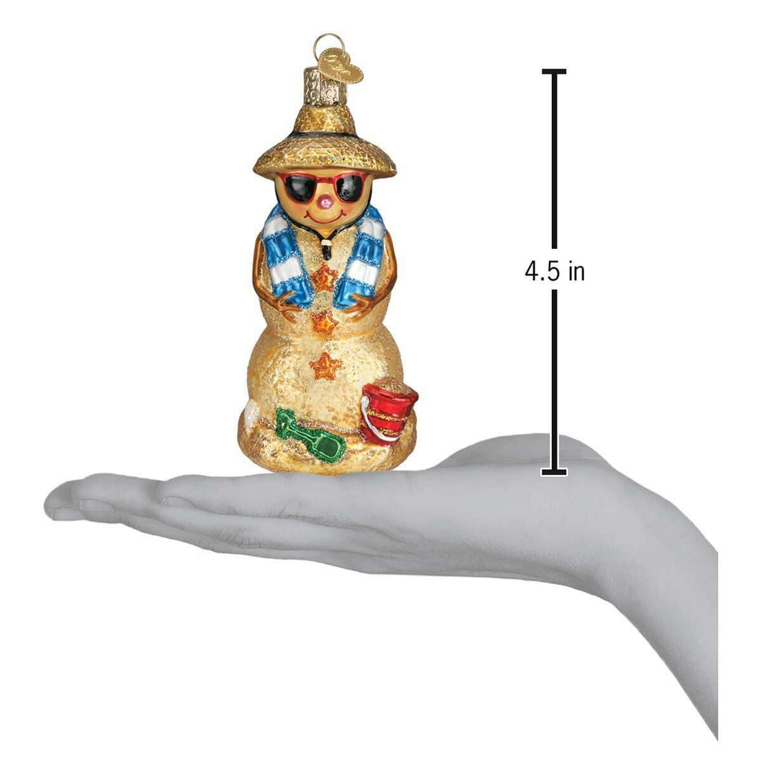 Old World Christmas Sand Snowman Blown Glass Ornament
