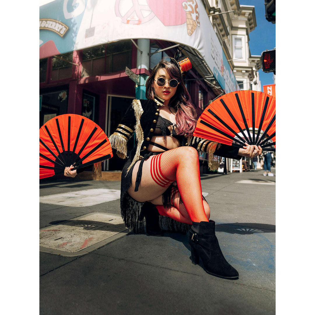 Sandra: Red Fishnet. No Regrets in These Red Nets. Petite to Plus Size Thigh Highs