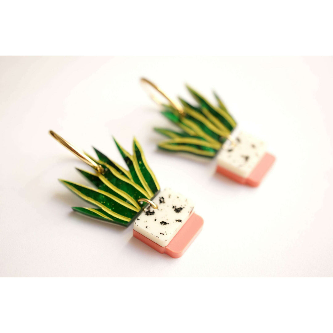 Sansevieria Potted Plant Earrings – view 3