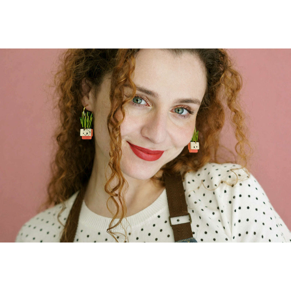 Sansevieria Potted Plant Hoop Earrings – view 2