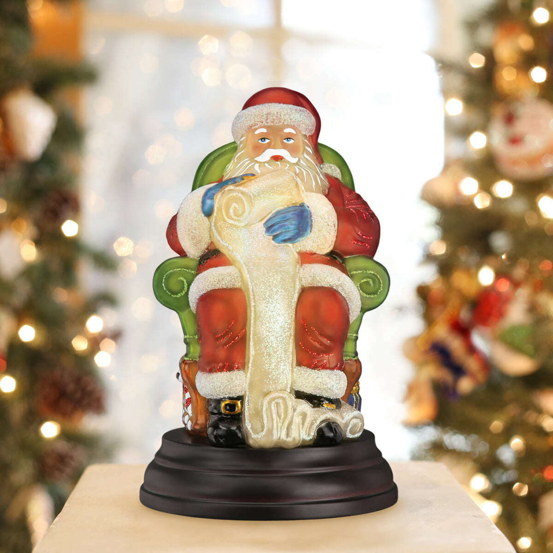 Old World Christmas Santa Checking His List Light