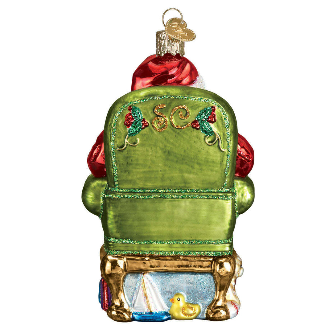Old World Christmas Santa Checking His List Blown Glass Ornament