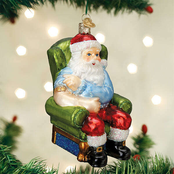 Old World Christmas Santa Claus Vaccinated Blown Glass Ornament