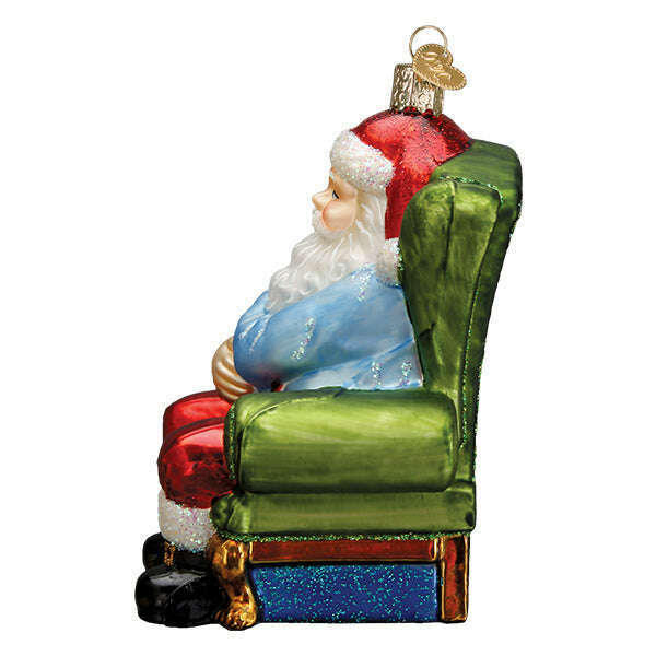 Old World Christmas Santa Claus Vaccinated Blown Glass Ornament
