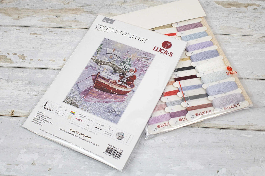 Santa Fishing BU5014L Counted Cross-Stitch Kit