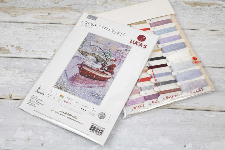 Santa Fishing BU5014L Counted Cross-Stitch Kit